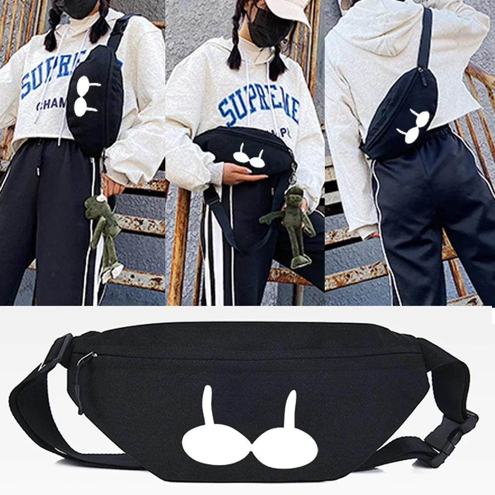 Music Gesture Printing Waist Bag Sport Chest Pack Purse Travel Phone Bag
