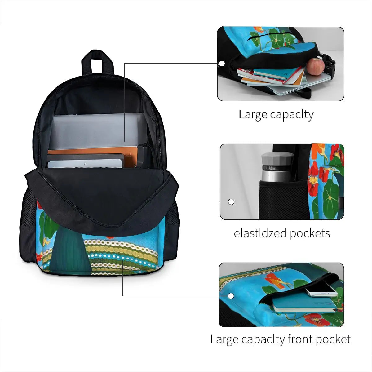 Nans Nasturtiums Backpack Men Women Schoolbag Girls Bag