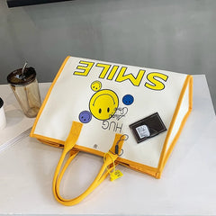 Smile Canvas Handbag Large Shopping Tote Shoulder Bag