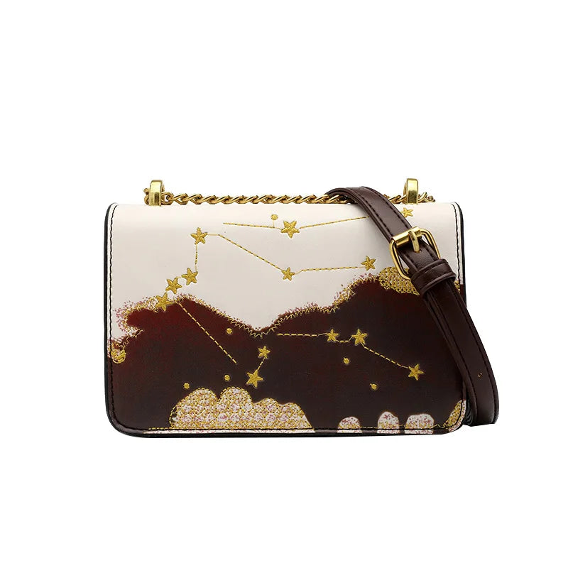 Starry Sky Embroidery Small Square Bag Women Handbag Shoulder Messenger