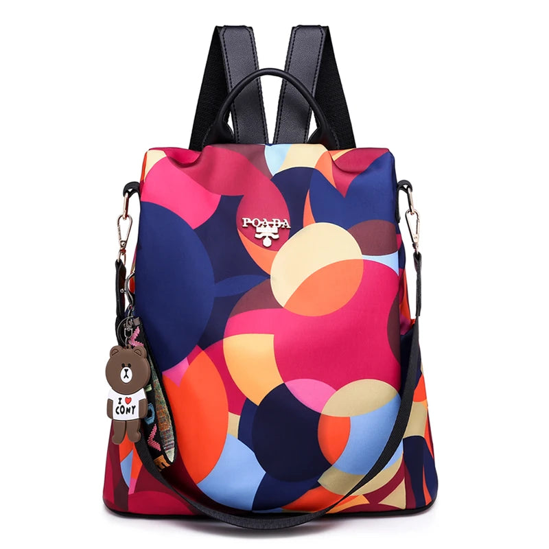 Anti Theft Women Backpack Durable Fabric Oxford School Bag Pretty Style Girls Sc