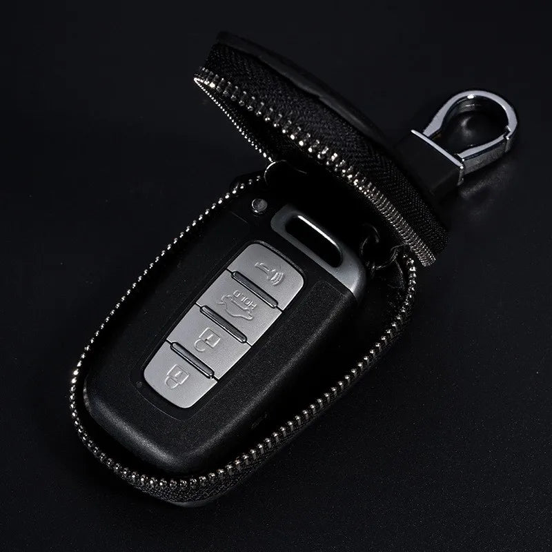 Leather Car Key Zipper Multi-Function Remote Control Protector Cover
