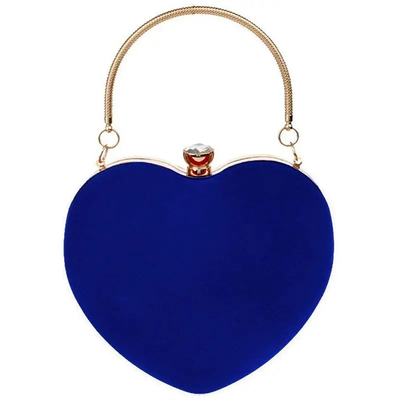 Heart Shape Clutch Bag Messenger Handbag Tote Evening Bag Purse, Blue