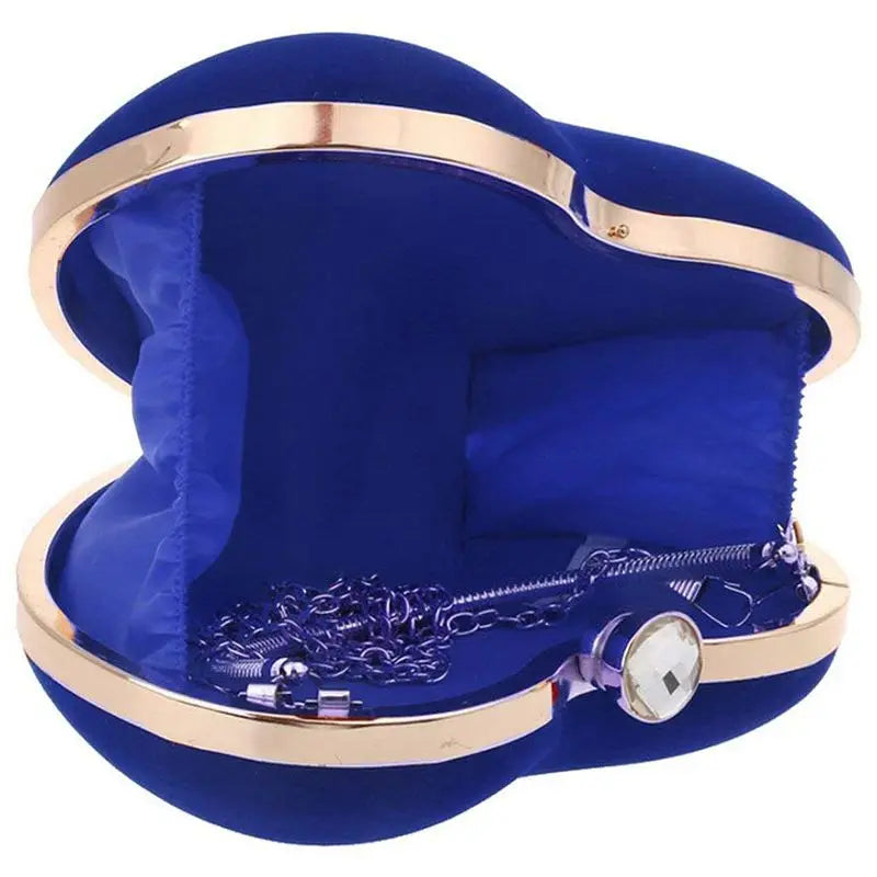 Heart Shape Clutch Bag Messenger Handbag Tote Evening Bag Purse, Blue