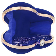 Heart Shape Clutch Bag Messenger Handbag Tote Evening Bag Purse, Blue