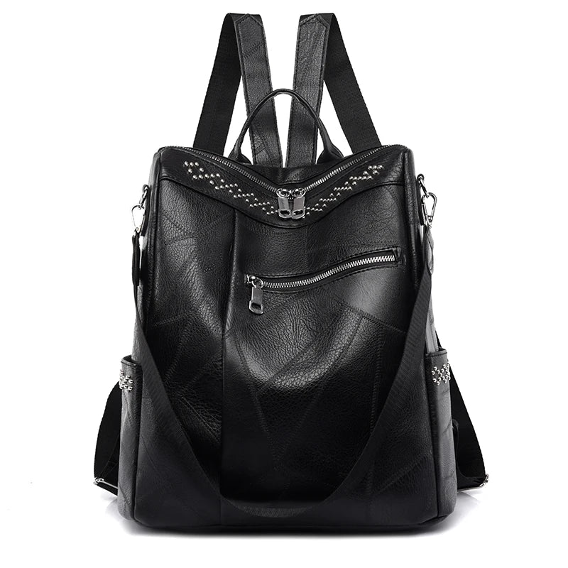 Large Capacity PU Leather Backpack for Women Girls