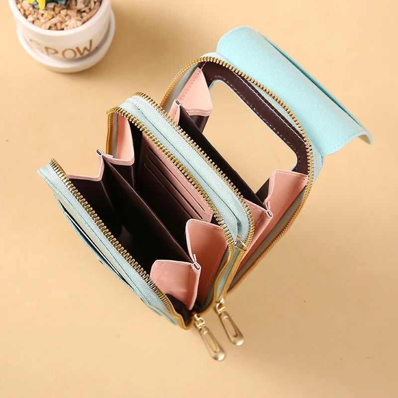 Women Soft Leather Wallets Touch Screen Cell Phone Purse