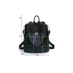 Women Plaid Nylon Travel Backpack Laptop School Bag
