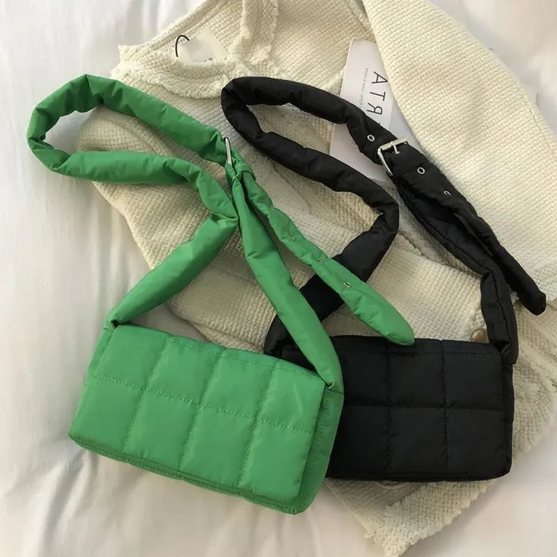 Padded Shoulder Bag Woven Messenger Bag for Women