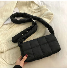 Padded Shoulder Bag Woven Messenger Bag for Women
