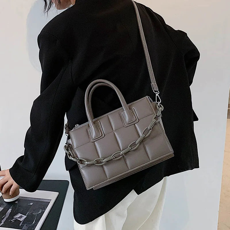 Retro Chain Handbag High PU Leather Women's Shoulder Messenger Bag