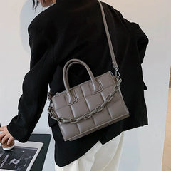 Retro Chain Handbag High PU Leather Women's Shoulder Messenger Bag