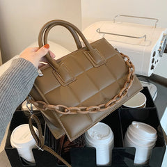 Retro Chain Handbag High PU Leather Women's Shoulder Messenger Bag