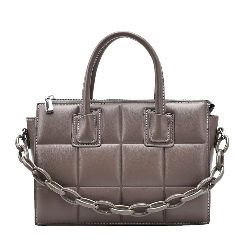 Retro Chain Handbag High PU Leather Women's Shoulder Messenger Bag