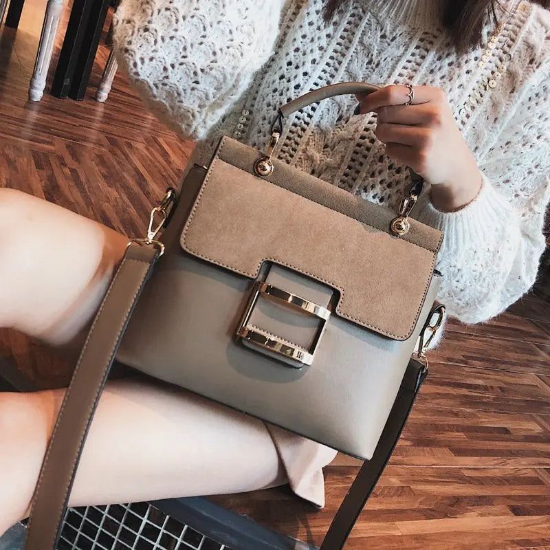 Vintage Shoulder Bags Buckle PU Leather Handbags Crossbody Bags