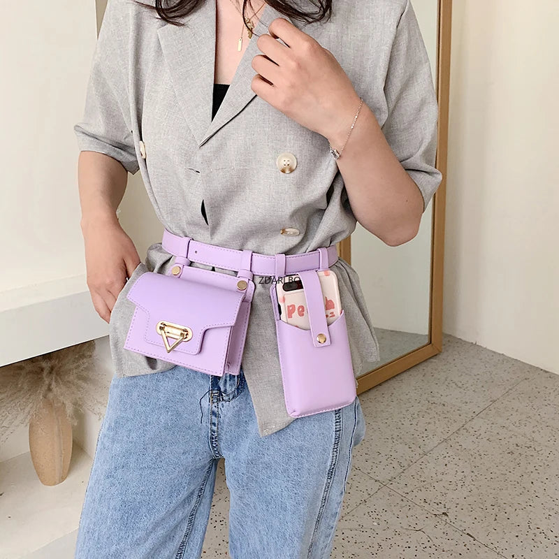 Women Belt Bag Tactical Waist Bags Female Leather Fanny Pack