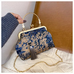 Vintage Fringe Bags Shell Lock Crossbody Shoulder Bags