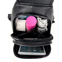 Red Leather Backpack for Women High School Travel Bags