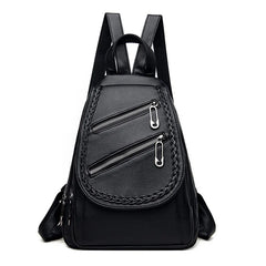 Red Leather Backpack for Women High School Travel Bags