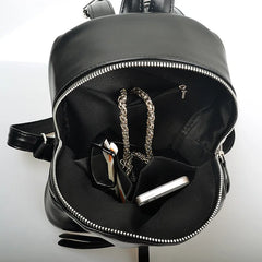 Vintage PU Leather Women Backpack, Small School Bag for Girls