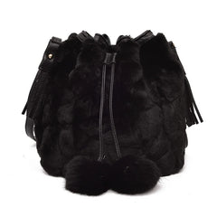 Leopard Print Faux Fur Messenger Bag with Hairball