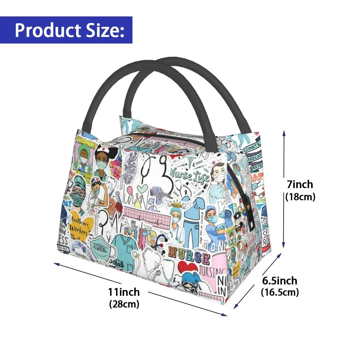 Medical Staff Print Thermal Lunch Bag Insulated Cooler Picnic Office Reusable
