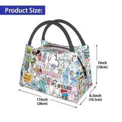 Medical Staff Print Thermal Lunch Bag Insulated Cooler Picnic Office Reusable