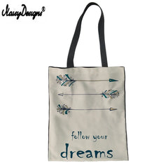 Female Shoulder Foldable Travel Bag Dreams Letter Shopper Tote