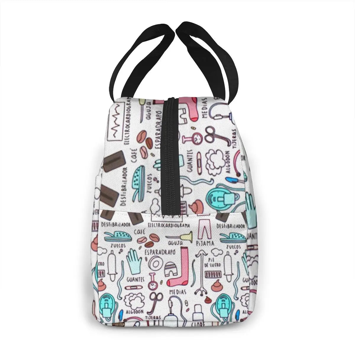 Nurse Print Insulated Lunch Bag for Women