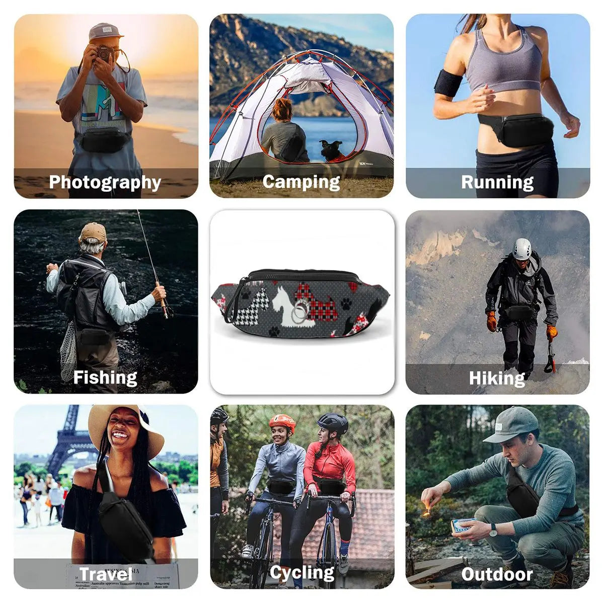 West Highland Terrier Print Waist Bags Women Lovely Puppies Waist Fanny Packs