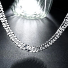 925 Sterling Silver 10MM Chain Necklace Solid Wedding Jewelry