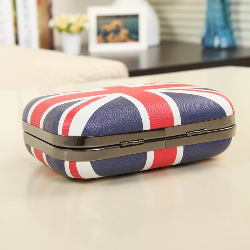 National Flag Handbag Women Chains Box Clutches