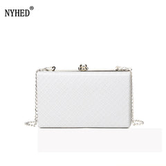 Women Small Flap Shoulder Bag Plaid Pu Chains Make Up Handbags Evening Bag
