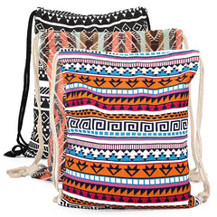Vintage Canvas Drawstring Backpack for Women