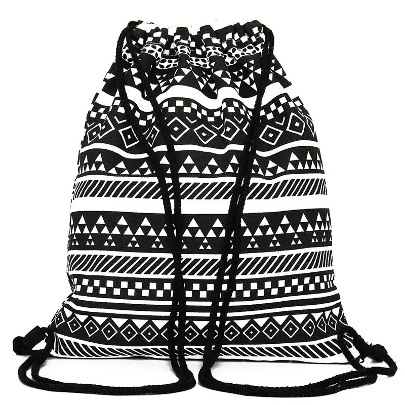 Vintage Canvas Drawstring Backpack for Women