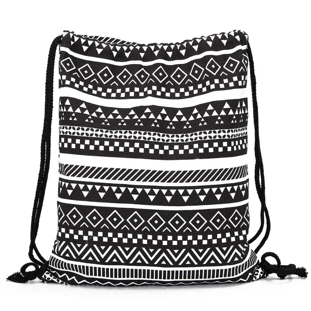 Vintage Canvas Drawstring Backpack for Women
