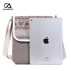 Canvas Retro Messenger Bag Floral Printing Shoulder Bag