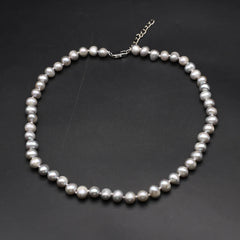 Grey Freshwater Pearl Necklace 8-9mm Round Pearls 45cm