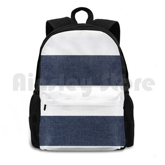 Navy & Stripes Outdoor Hiking Backpack Waterproof Camping Travel Mens