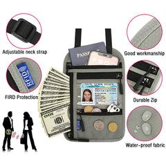 RFID Blocking Neck Pouch Passport Holder