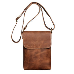 Vintage Brown Leather Mini Shoulder Messenger Bag