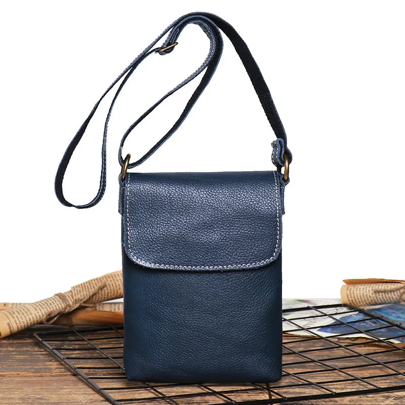 Vintage Brown Leather Mini Shoulder Messenger Bag