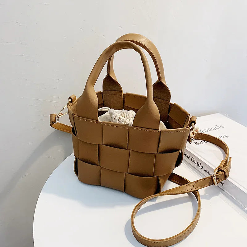 Mini Woven Crossbody Bag for Women, High-quality Handheld Bucket Bag