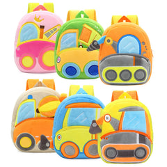 Excavator Plush Backpack for Kids Kindergarten School Bag