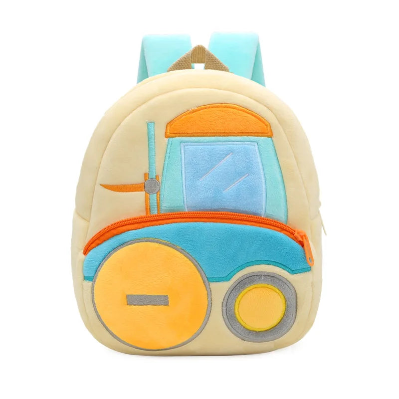 Excavator Plush Backpack for Kids Kindergarten School Bag