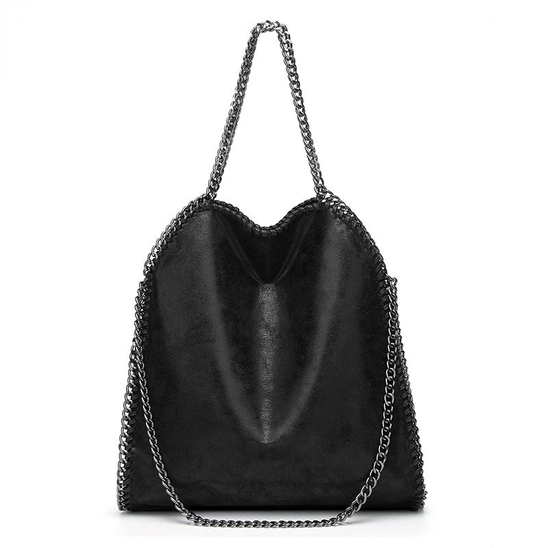 Vintage Chains Women Handbag Casual Ladies Shopping Shoulder Bag Large Capacity
