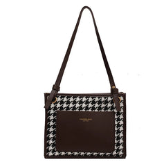 Winter Vintage Shoulder Bag Women Tote Plaid Pacthwork High Handbags