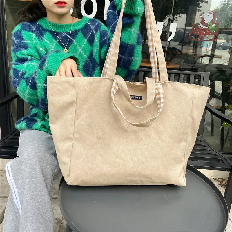 Plaid Double-Sided Shoulder Bag Student Female