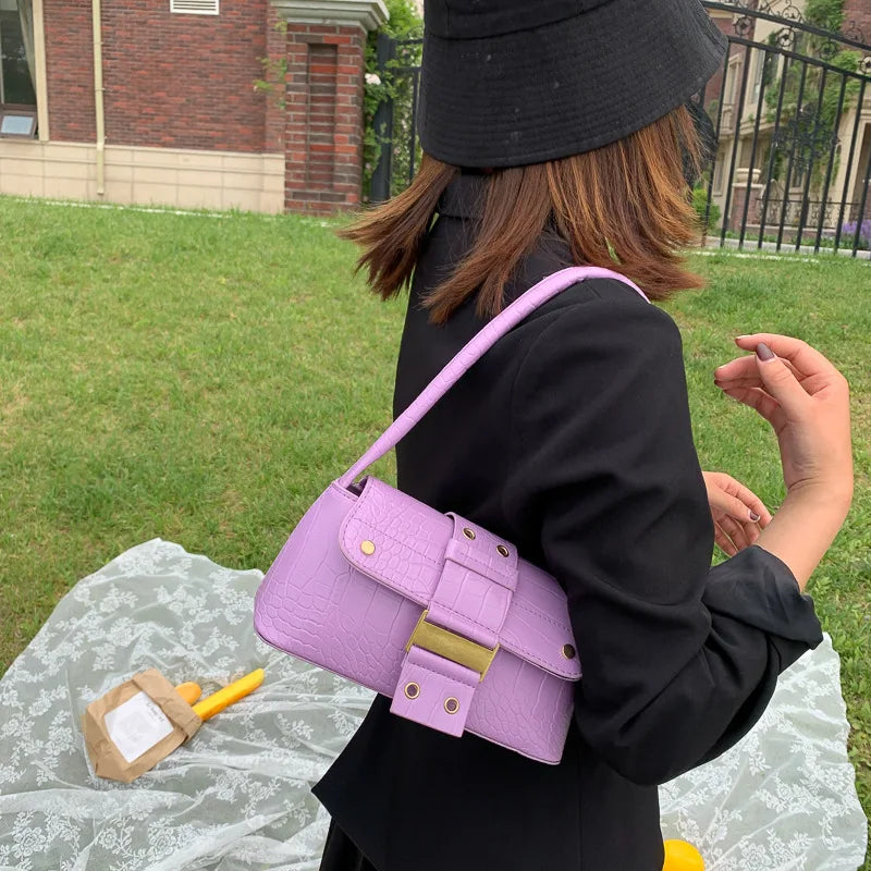 Vintage Crocodile Shoulder Handbag for Women