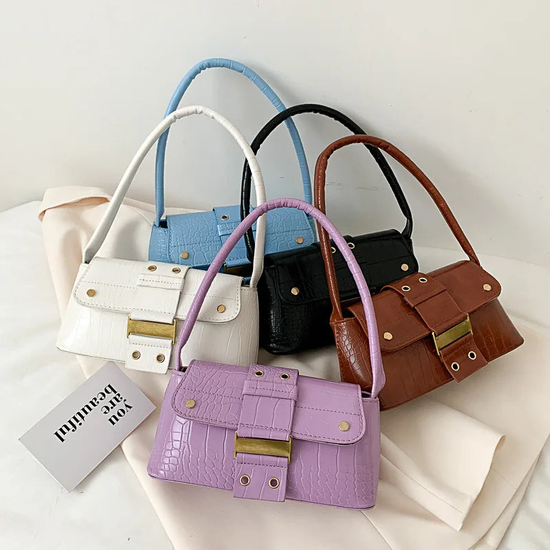 Vintage Crocodile Shoulder Handbag for Women